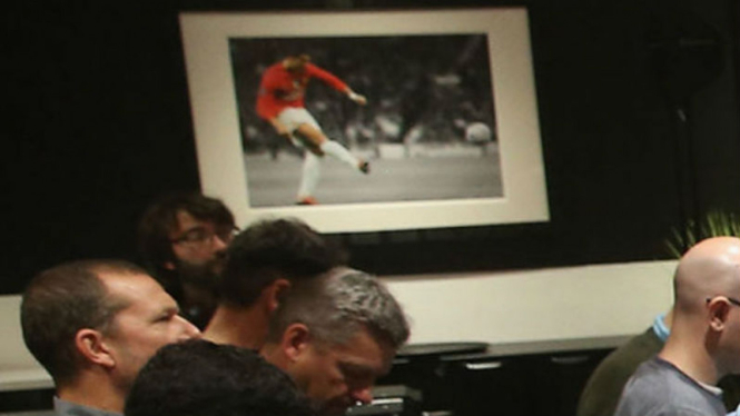 Foto Cristiano Ronaldo di ruang konferensi pers Old Trafford