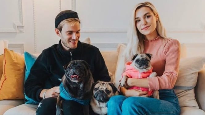 YouTuber PewDiePie bersama pasangannya, Marzia Bisognin 
