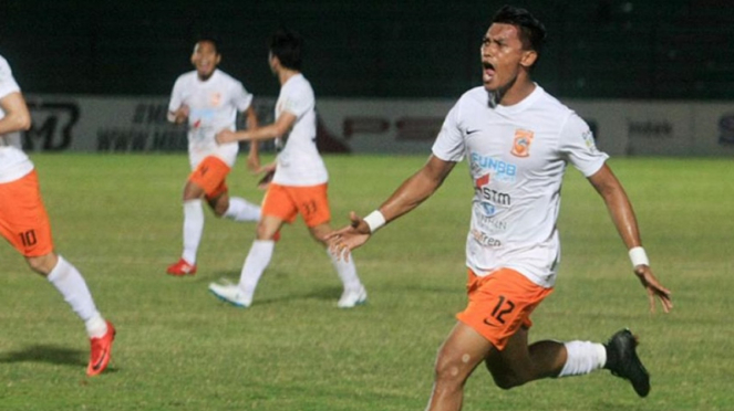 Striker Borneo FC, Lerby Eliandry selebrasi gol
