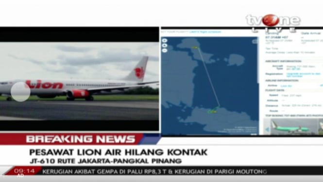 Pesawat Lion Air hilang kontak.