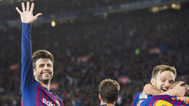 Selebrasi pemain Barcelona, Gerard Pique