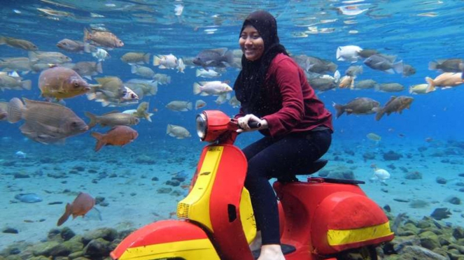 Pose Instagramable Ditemani Ikan Wara Wiri Di Dasar Air