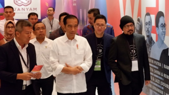 Presiden Joko Widodo saat berada di IdeaFest 2018, Jakarta Convention Center. 