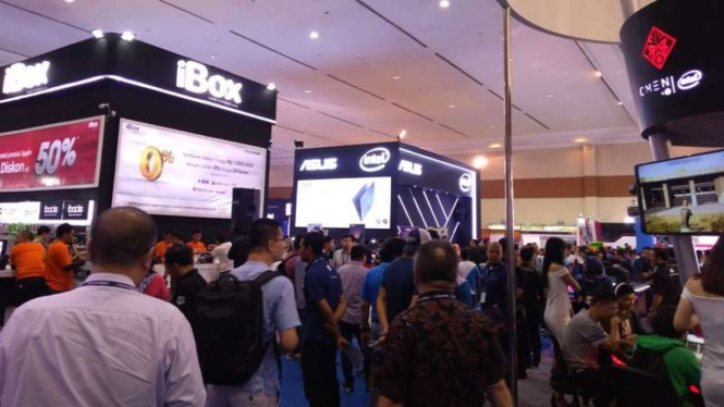 Suasana Indocomtech 2018 di Jakarta Convention Center, Rabu, 31 Oktober 2018.