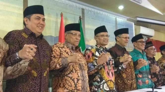 Para petinggi NU bersilaturahmi dengan pejabat teras Muhammadiyah di Jakarta, Rabu malam, 31 Oktober 2018.