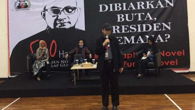 Penyidik KPK Novel Baswedan dalam diskusi yang bertema '500 Hari Dibiarkan Buta'
