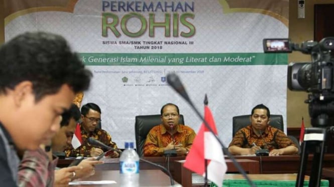 Konferensi pers acara Perkemahan Rohis di Kemenag