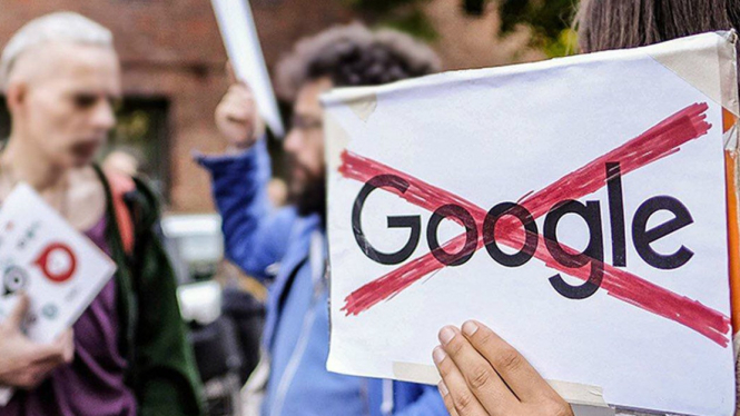 Demonstrasi karyawan Google.