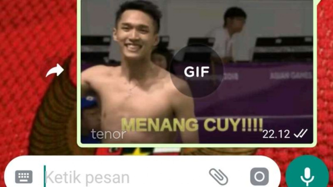 Tampilan fitur GIF WhatsApp bertema Jonatan Christie