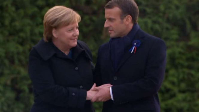 Kanselir Jerman Angela Merkel dan Presiden Prancis Emmanuel Macron