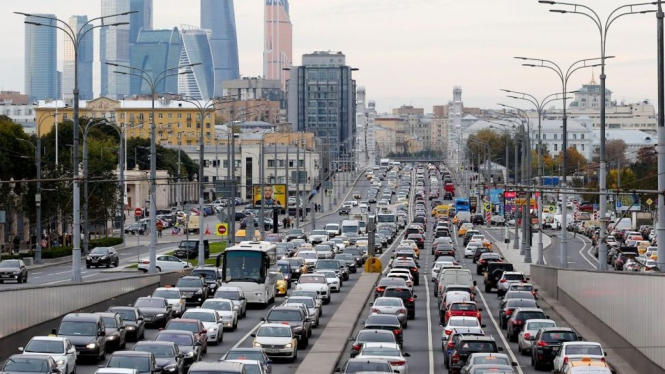 Data pelanggaran lalu lintas terbanyak di Rusia terjadi di kota Moskow. - Anadolu Agency/Getty Images