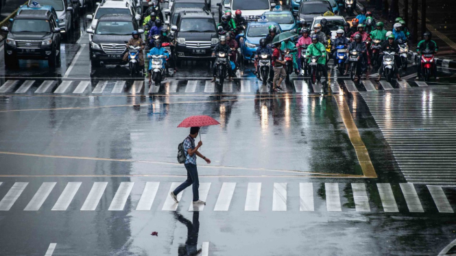 Ilustrasi hujan guyur Jakarta.
