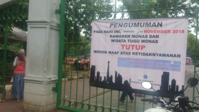 Kawasan Monas ditutup pada Minggu, 18 November 2018.