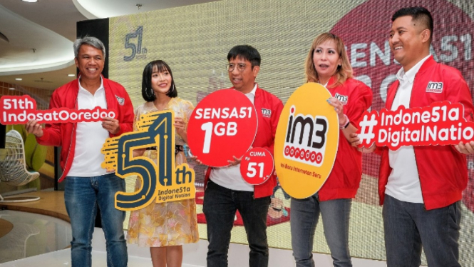 Peluncuran Program Paket Sensa51 1GB oleh PT Indosat Ooredoo Tbk di Jakarta, Senin, 19 November 2018.