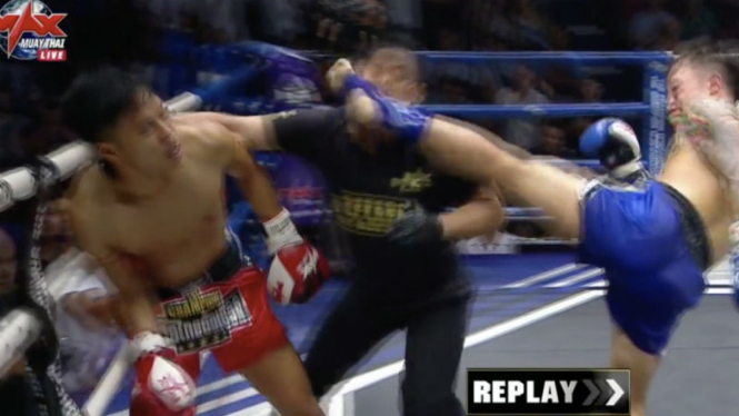 Petarung Muaythai hantam KO wasit saat berduel