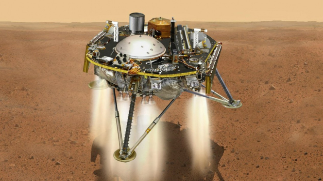 Ilustrasi robot penjelajah InSight mendapat di Planet Mars