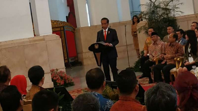 Presiden Joko Widodo saat membuka Konvensi Nasional Humas 4.0 di Istana Negara.