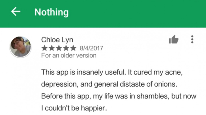Review aplikasi Nothing