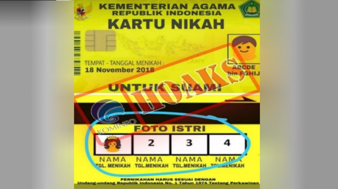 Hoax kartu nikah dengan foto 4 istri