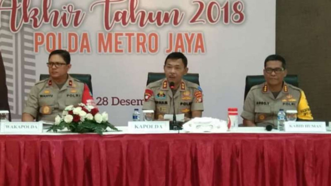 Polda Metro Jaya rilis akhir tahun di Gedung Balai Pertemuan Metro Jaya.