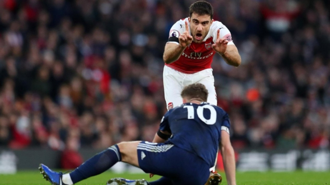 Bek Arsenal, Sokratis Papastathopoulos saat melawan Fulham