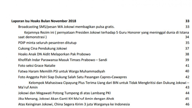 Daftar hoax Pileg dan Pilpres 2019