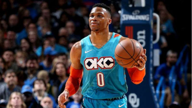 Pemain Oklahoma City Thunder, Russell Westbrook.