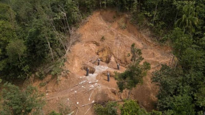 Sebuah permukiman berisiko tinggi terdampak tanah longsor di Jorong Sampu, Nagari Lubuk Gadang Utara, Kecamatan Sangir, Kabupaten Solok Selatan, Sumatera Barat.