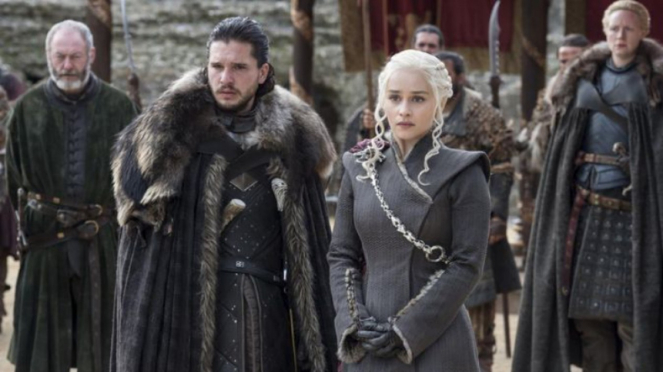 Jon Snow dan Daenerys Targaryen dalam Game of Thrones.