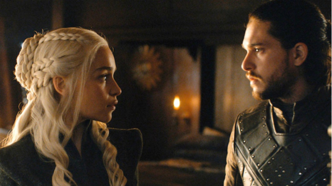 Jon Snow dan Daenerys Targaryen dalam Game of Thrones.