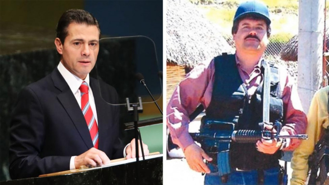 Mantan Presiden Meksiko Enrique PeÃ±a Nieto (kiri) dan Joaquin "El Chapo" Guzman (kanan) - Getty/ EPA