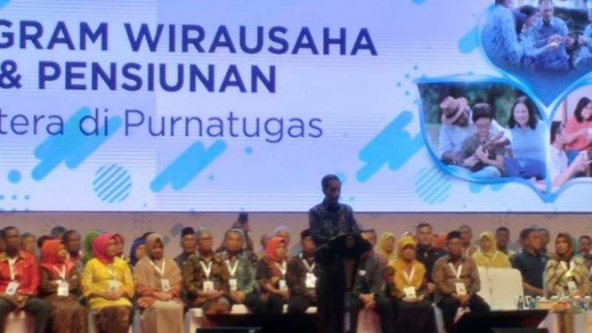 Presiden Jokowi diacara pensiunan ASN, di Bogor, Jawa Barat 16 Januari 2019