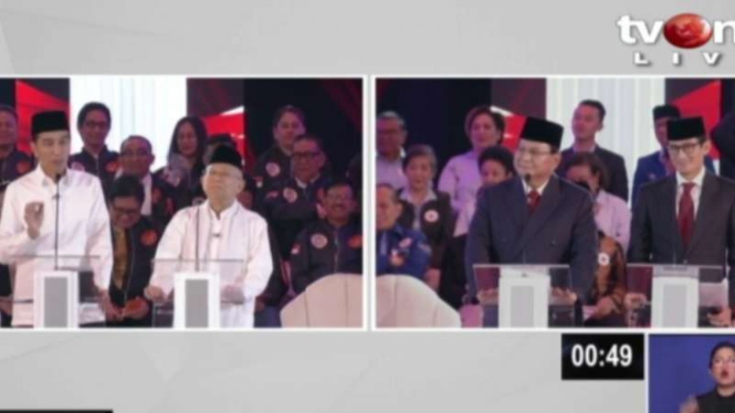 Jokowi-Maruf dan Prabowo-Sandiaga di Debat Perdana.