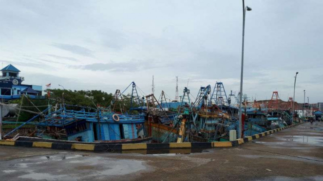 Kapal asing pencuri ikan memenuhi Dermaga Pangkalan PSDKP Batam. 