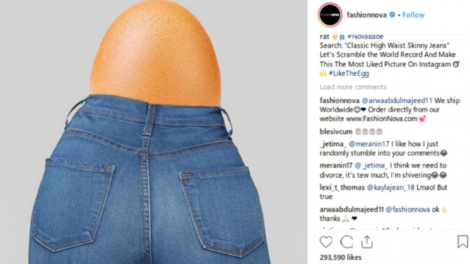 Iklan telur pakai celana jeans oleh Fashion Nova 