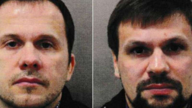 Alexander Petrov (kiri) dan Ruslan Boshirov, tersangka penyerang di Salisbury