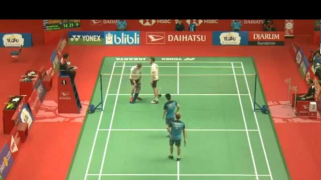 Kevin Sanjaya Sukamuljo/Marcus Fernaldi Gideon vs Mark/Marvin.