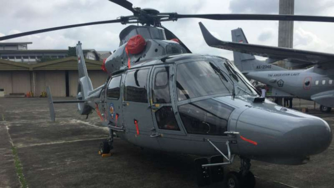 Helikopter antikapal selam milik TNI Angkatan Laut buatan PT Dirgantara Indonesia saat diserahkan kepada Kementerian Pertahanan di Bandung, Jawa Barat, Kamis, 24 Januari 2019.
