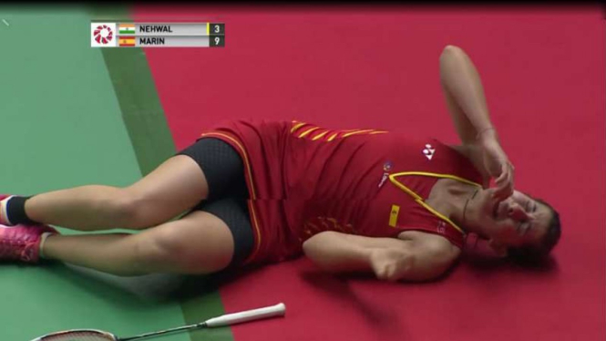Juara dunia Carolina Marin tumbang di Senayan.