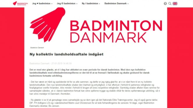 Pernyataan resmi Federasi Bulutangkis Denmark soal kesepakatan kerjasama pemain