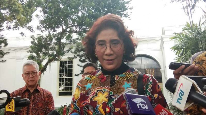 Menteri Kelautan dan Perikanan Susi Pudjiastuti di Istana Negara