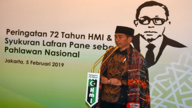 Presiden Joko Widodo memberikan sambutan saat Peringatan 72 tahun HMI