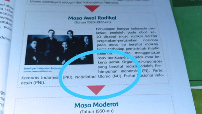 Buku SD kelas 5 yang berisi konten NU masuk organisasi radikal. (FOTO: Istimewa)