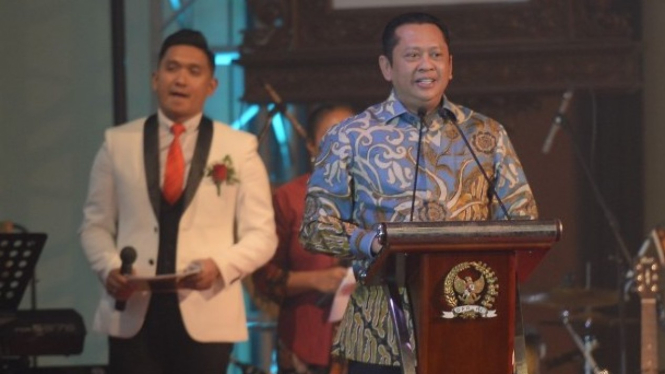 Ketua DPR RI Bambang Soesatyo saat membuka acara Perayaan Natal Bersama.