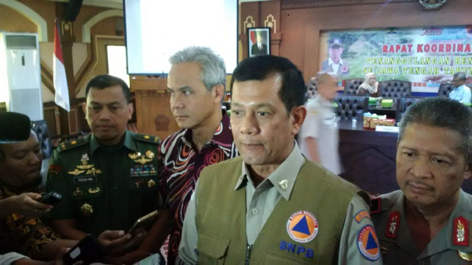 Kepala BNPB Doni Monardo usai Rapat Koordinasi Kebencanaan di Gedung Gubernuran, Semarang, Rabu, 13 Februari 2019.