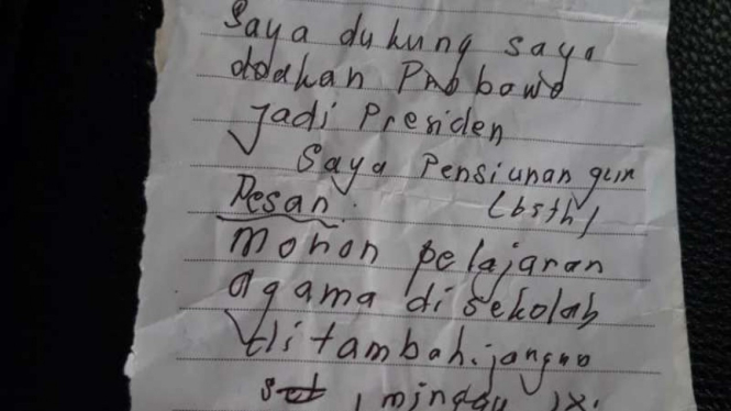 Surat seorang nenek kepada Prabowo