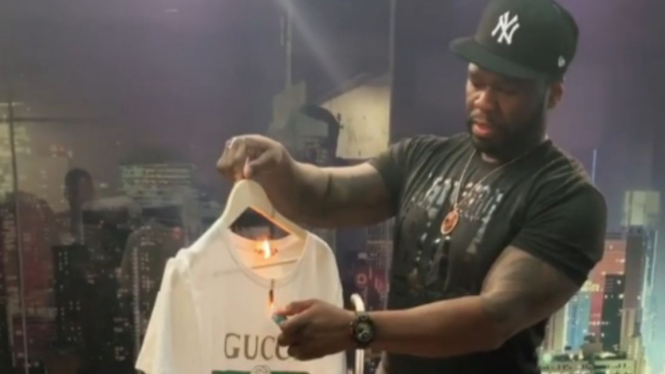 50 Cent bakar kaus Gucci