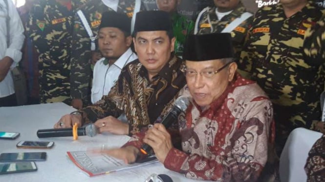 Ketua Umum NU Said Aqil Siroj di Pesantren Diponegoro, Sleman, DI Yogyakarta, Jumat, 15 Februari 2019.