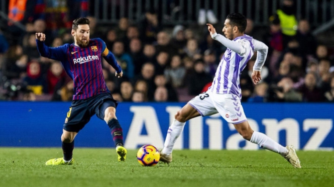 Lionel Messi di pertandingan Barcelona vs Real Valladolid