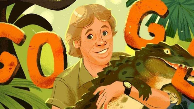 Google Doodle Steve Irwin.